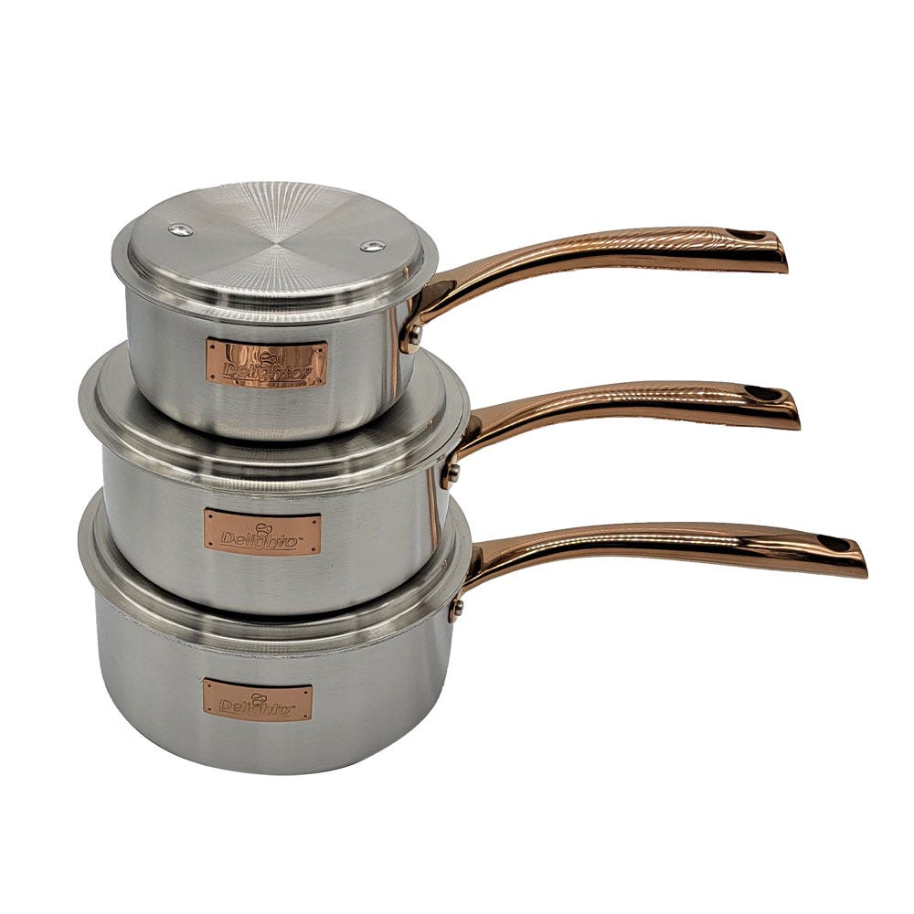 [Buy 2 Free 1] Delighto Rossy Series Stainless Steel Sauce Pan (18cm + 20cm FREE 14cm)