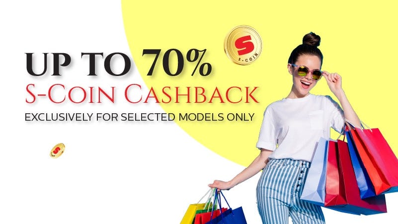 up to 70percent S-Coin Cashback