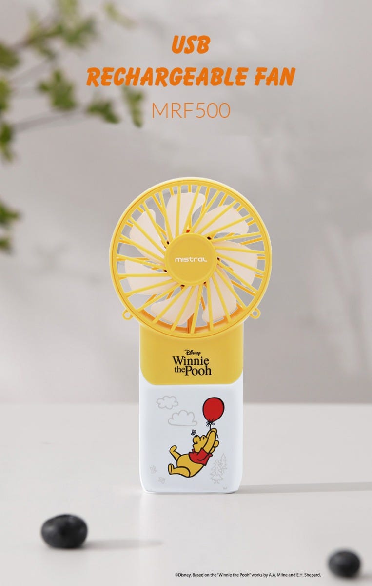 Disney x Mistral Mimica Cool Breeze Rechargeable USB Fan - Winnie the Pooh